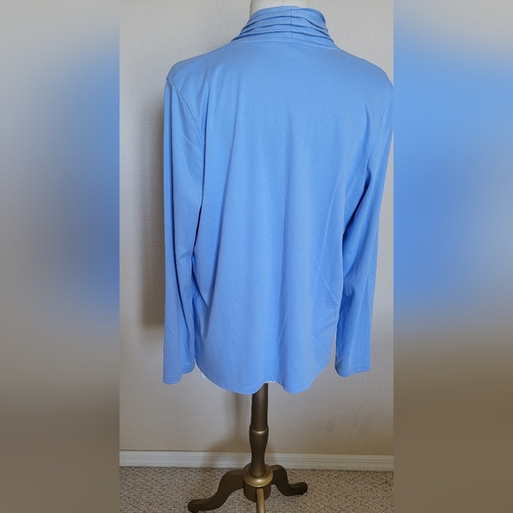 L.L. BEAN LIGHT BLUE OPEN FRONT LIGHT SWEATER (sz - lg) - Picture 3 of 4